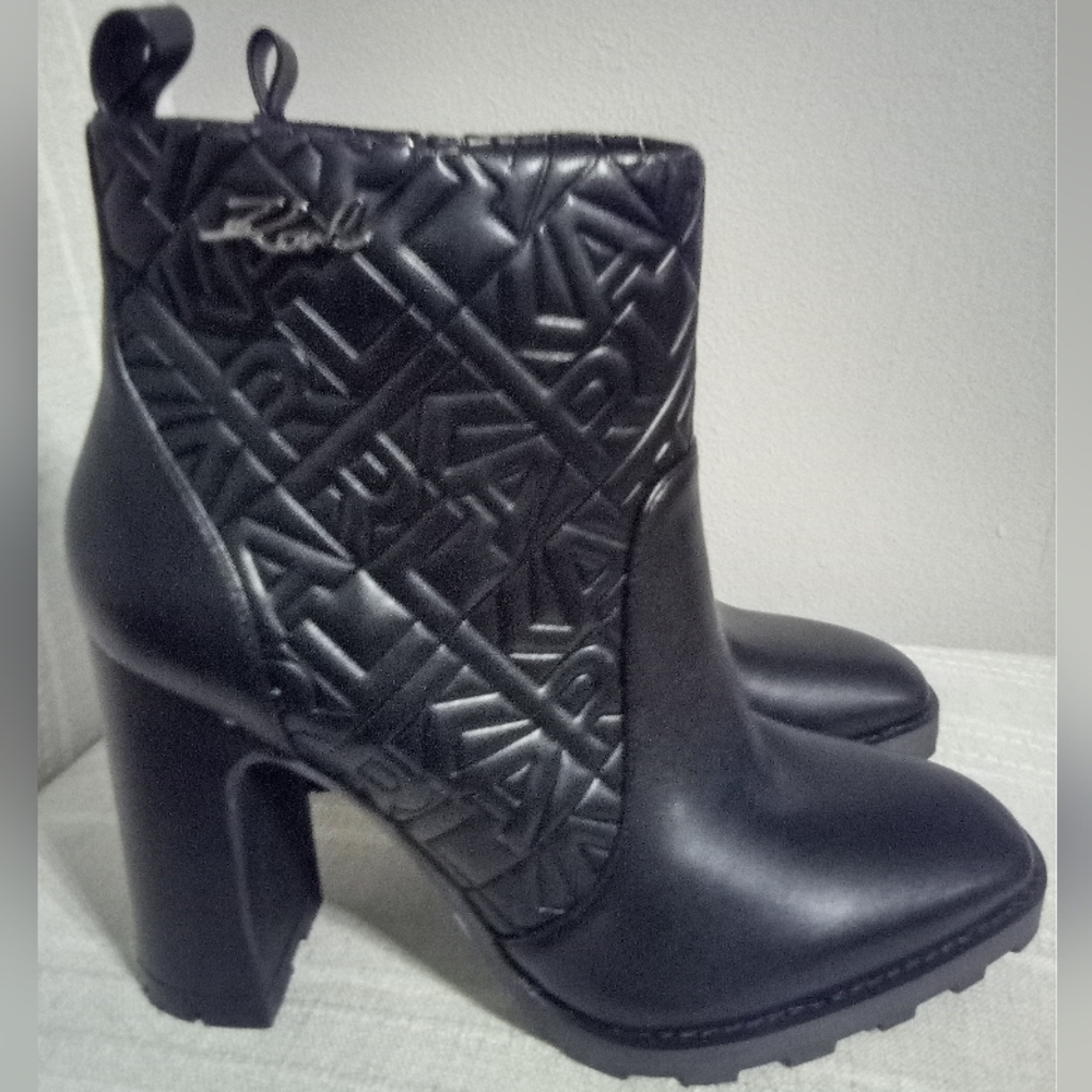Karl Lagerfeld Black Leather Booties